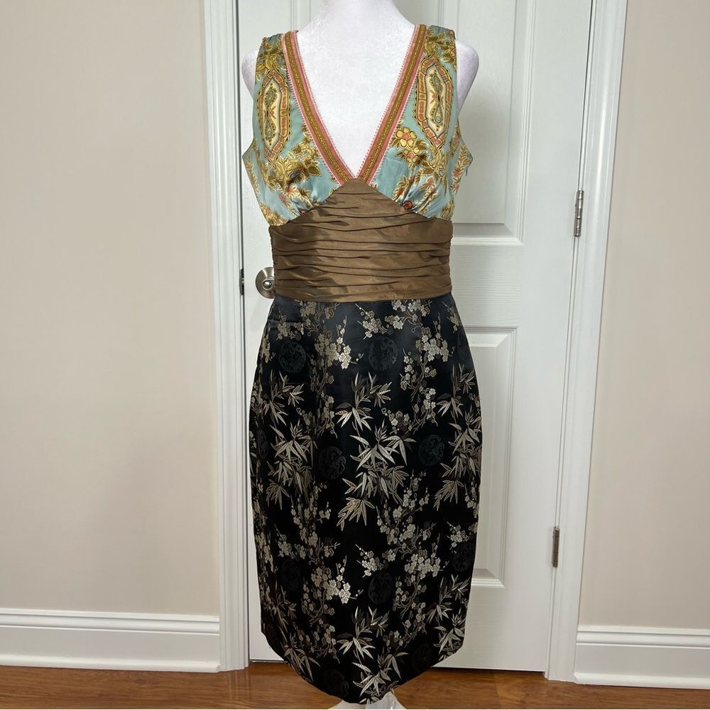 ! Phoebe Couture Oriental Print Jacquard Sheath Women's Sheath Silk Dress